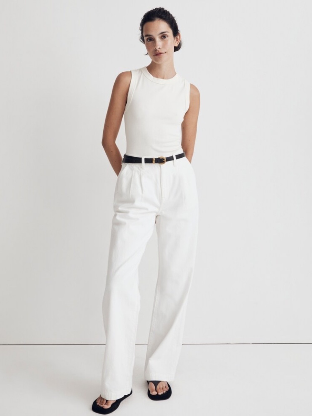 Madewell Crewneck Thong Bodysuit in Sleekhold Small NEW Lighthouse White